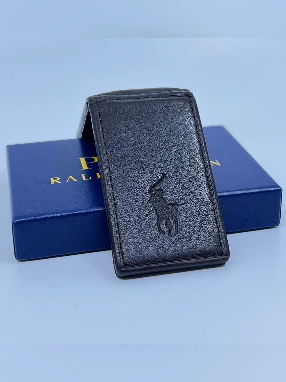 Polo Ralph Lauren Men's Pebbled Leather Money Clip | Dark Brown